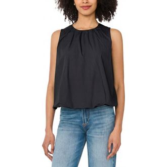 CeCe by Cynthia Steffe Cotton Poplin Bubble Top in Black at Nordstrom, Size X-Large