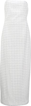 Rotate Embellished Maxi Strapless Dress in White Polyurethane