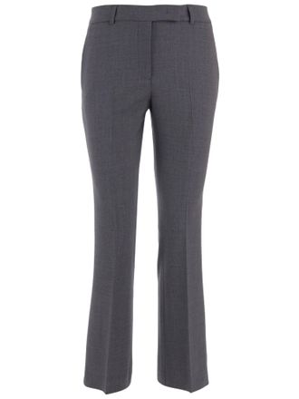 Ql2 Quelledue Gray Tailored Pleated Stretch Wool-Blend Formal Pants