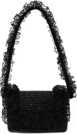 Self Portrait Womens Crystal Lace Detail Shoulder Bag Black Synthetic
