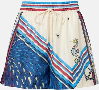 Alemais Al&eacute;mais Apollo printed silk satin shorts