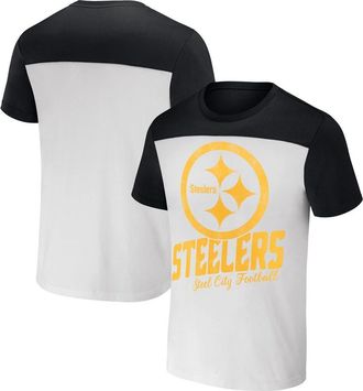 NFL Mens NFL x Darius Rucker Collection by Fanatics White/Black Pittsburgh Steelers Colorblocked T-Shirt at Nordstrom, Size Medium