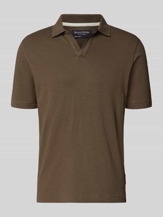 Marc O'Polo Regular Fit Poloshirt aus Baumwoll-Leinen-Mix in Dunkelbraun, Gr&ouml;&szlig;e XXXL