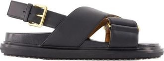 Marni Fussbett Sandalen - Dames - Sandalen - Zwart - 37 EU - Leer - Schoenen