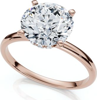 Pompeii3 Certified 2 1/10Ct Hidden Halo Diamond Engagement Ring 14k Gold or Pt Lab Grown