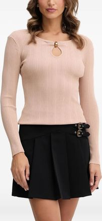 Guess Co Geribbelde top met keyhole-detail - Beige