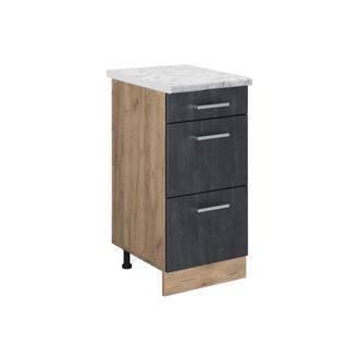 Vicco Mueble Bajo De Cocina R-line, Hormig&oacute;n Negro, 40 Cm Et M&aacute;rmol