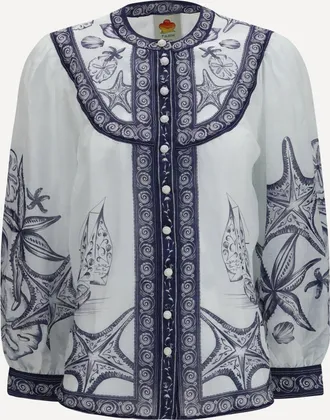 Farm Rio Printed ramie Shirt Female XS