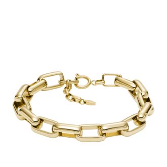 Fossil Womens Archival Core Essentials Gold-Tone Brass Chain Bracelet