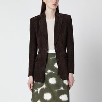 Sword 6.6.44 Brown single-breasted suede jacket