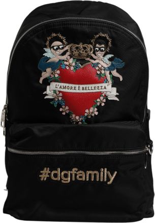 Dolce & Gabbana Mens Black Nylon dgfamily Embellished Backpack Vulcano Bag Pa Vit Ny Pc