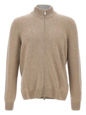 Gran Sasso zip-up ribbed cardigan - Beige
