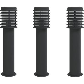 vidaXL L&aacute;mparas De Suelo De Exterior 3 Uds Acero Inoxidable Negro 60cm Vidaxl