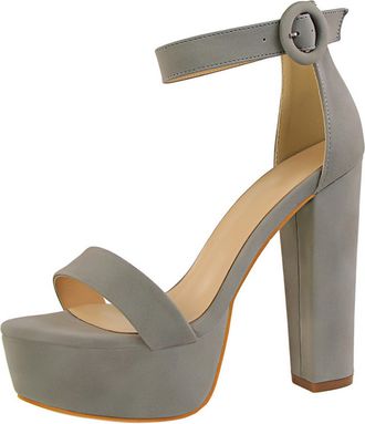 Generic Womens Chunky Heel Platform Sandals with Buckle Strap Open Toe Waterproof Platform 13.5cm Heel Perfect for Summer Parties and Night Out,Gray,4.5 UK