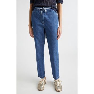 Eleventy Drawstring Waist Ankle Jeans in 130 Sky Blue at Nordstrom, Size 14 Us