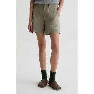 AG - Adriano Goldschmied Century Stretch Cotton Shorts in Sulfur Spruce Green at Nordstrom, Size X-Large
