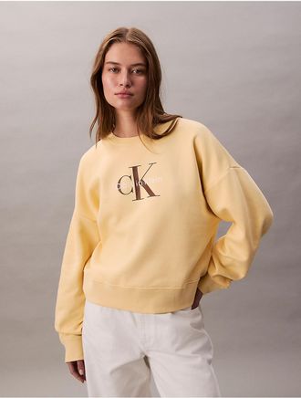 Calvin Klein Jeans Calvin Klein Womens Monologo Fleece Relaxed Sweatshirt - Yellow - XS
