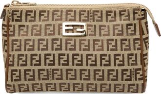 Fendi 2000-2010 Zucchino Canvas pouch - unisex - Canvas/Calf Leather/Leather - One Size - Brown