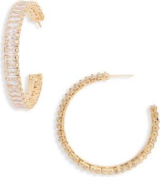 Tasha Baguette Stone C Hoop Earrings in Gold at Nordstrom Rack