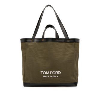 Tom Ford Canvas Leren Rand Schoudertas