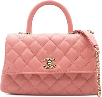 Chanel Borsa a tracolla Coco Chain mini in pelle Caviar con manico 2021-2025 - Rosa