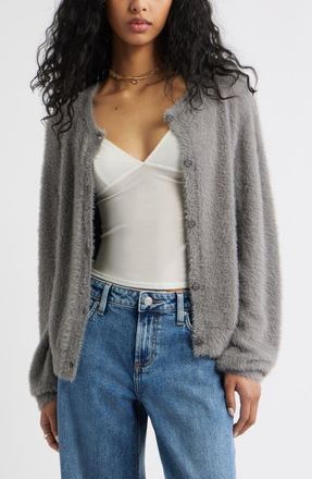 BP. Fuzzy Scoop Neck Cardigan in Grey Skyline at Nordstrom, Size Xx-Small