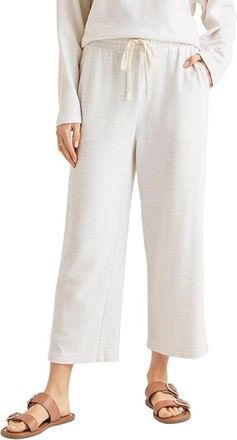 Splendid Bisous Pants Women White Cotton Blend Drawstring Cropped FROG609
