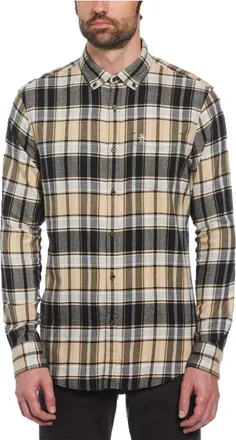 Original Penguin Heren geruit normaal overhemd (Echt zwart/beige)