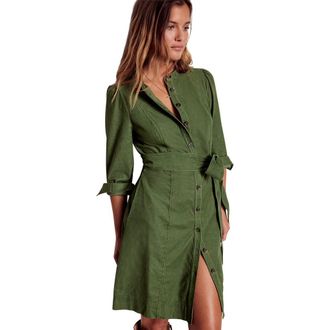 Boden Long Sleeve Cotton Corduroy Shirtdress in Fern at Nordstrom Rack, Size 4