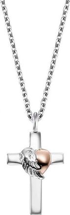 Engelsrufer Womens ERN-CROSSHEART-BIR Ladies Cross with Heartwing Necklace - Multicolour Sterling Silver - One Size