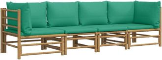 vidaXL Vidaxl - Set De Muebles De Jard&iacute;n 4 Piezas Bamb&uacute; Con Cojines Verde