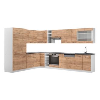 Vicco Cocina Esquinera Fame-line, Oro Potencia Roble/blanco, 347 X 257 Cm Sin Encimera