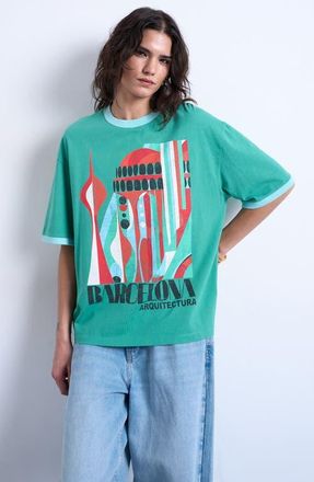 Topshop Barcelona Graphic Cotton T-Shirt in Mgreen at Nordstrom, Size X-Small