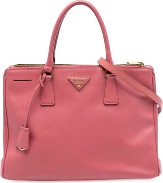 Prada Pre-owned Womens Medium Saffiano Lux Galleria Double Zip Satchel - Light Pink Leather - One Size