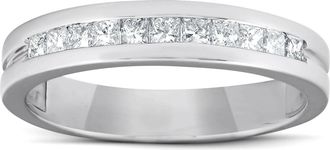 Pompeii3 1/2ct Princess Cut Diamond Mens Wedding Ring 14K White Gold