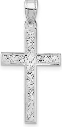 Diamond2Deal 14K White Floral Cross Pendant