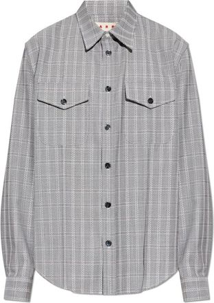 Marni Shirt met Ruitpatroon - Heren - Casual Overhemden - Grijs - L - Wol - Overhemden