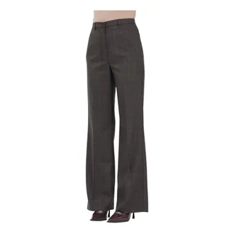 Vicolo Brown Checkered Elegant Trousers - female - ViCOLO - Wide Trousers - Brown - XS - Trousers