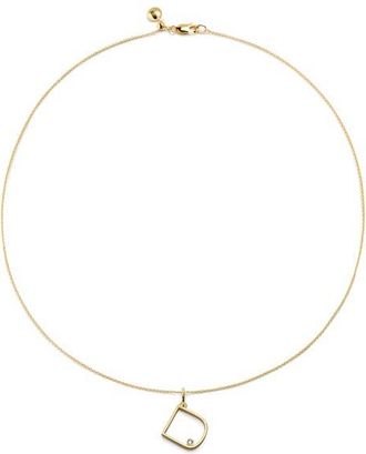 Monica Vinader Diamond Initial Pendant Necklace in 18K Gold Vermeil D at Nordstrom
