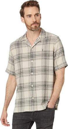AllSaints AllSaints Padres Shirt Mens White Check Cotton Camp Collar Button Up RED1056