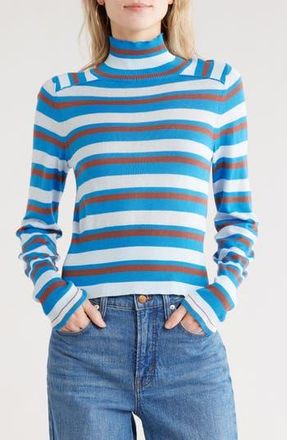 Free People Breeze Stripe Mock Neck Top in Blue at Nordstrom Rack, Size X-Small