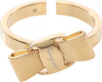 Ferragamo Gold Gold Plating Band Ring (Pre-Owned)