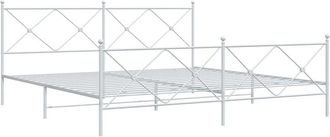 vidaXL Estructura Cama Sin Colch&oacute;n Con Estribo Metal Blanco 200x200 Cm Vidaxl