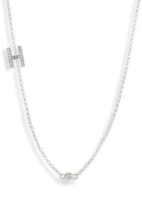 Meshmerise Bezel Diamond Initial Chain Necklace - 0.2ct. in White-H at Nordstrom Rack