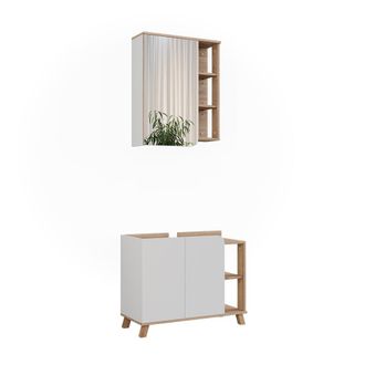 Vicco Conjunto De Muebles De Ba&ntilde;o Karen, Sonoma/blanco, 2 Partes