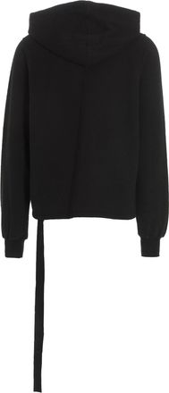 Rick Owens Cotton Jersey with Contrasting Drawstrings Hoodie - Black