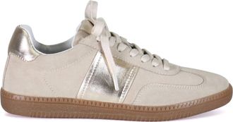 Diba Womens This Tie Lace-Up Suede Sneakers In Shell Platino