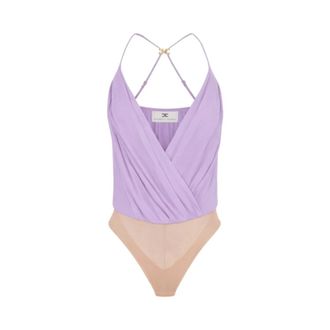 Elisabetta Franchi Body, female, Purple, Size: 2XL Viscose Georgette Bodysuit