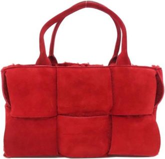 Bottega Veneta Pre-owned Handbags, female, Red, Size: ONE SIZE Pre-owned Suede Tote