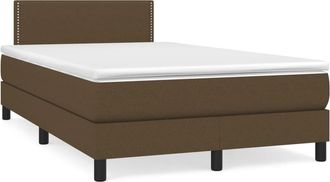 vidaXL Vidaxl - Cama Box Spring Con Colch&oacute;n Y Led Tela Marr&oacute;n Oscuro 120x190 Cm